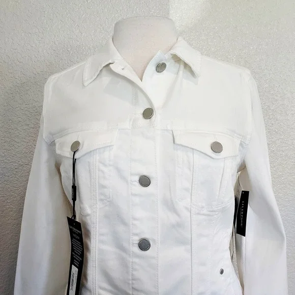 Women's White Denim Jacket - Picture 3 of 14